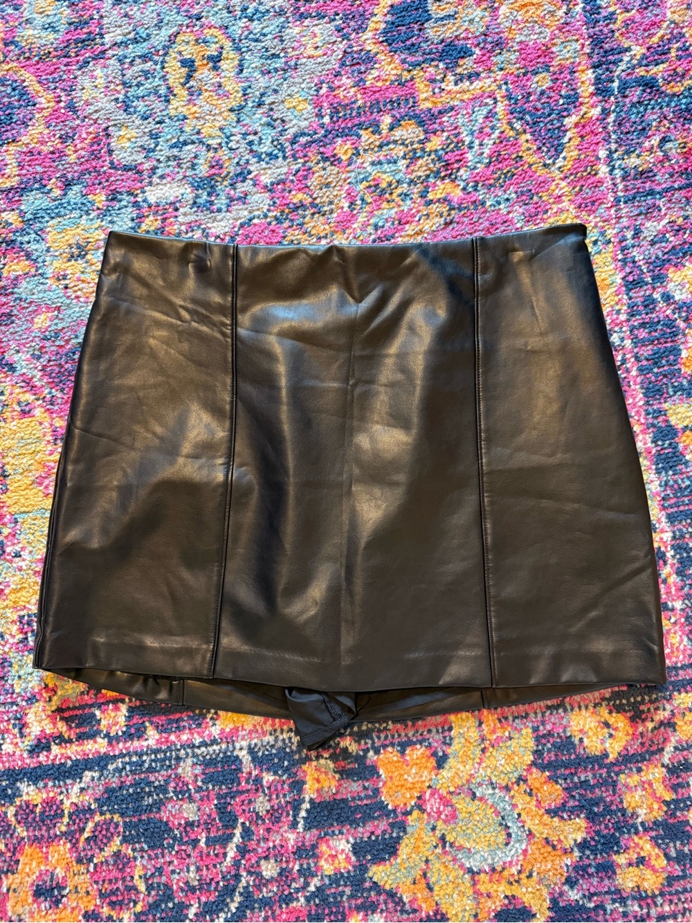 Abercrombie & Fitch Black Faux Leather Mini Skirt Skort
